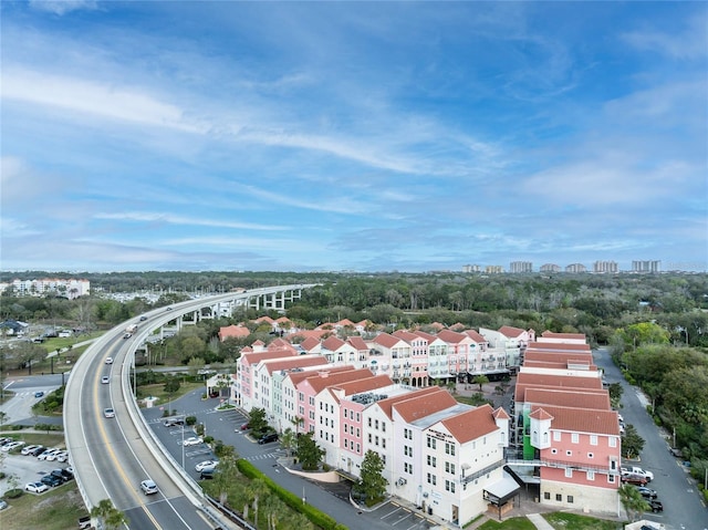 drone / aerial view with a city view