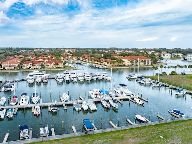 bird's eye view featuring a water view