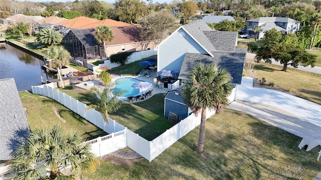 drone / aerial view with a residential view