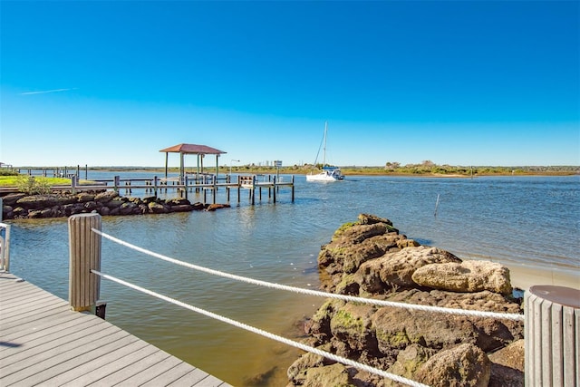 dock area featuring a water view