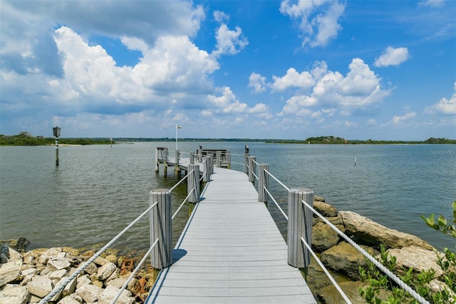 view of dock featuring a water view