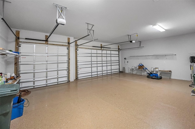 garage with a garage door opener