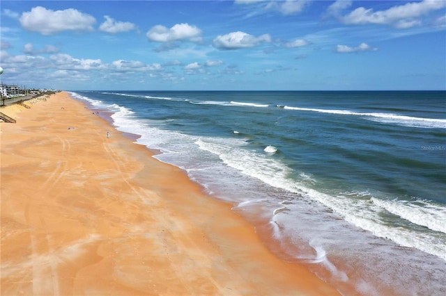 property view of water featuring a beach view