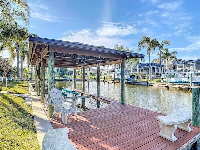 9 Cedar Hollow Ct, Palm Coast, FL 32137 - dock area with a water view and boat lift