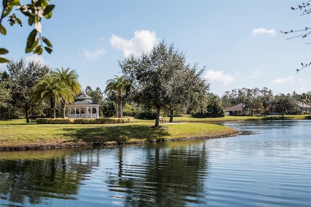 water view with a gazebo