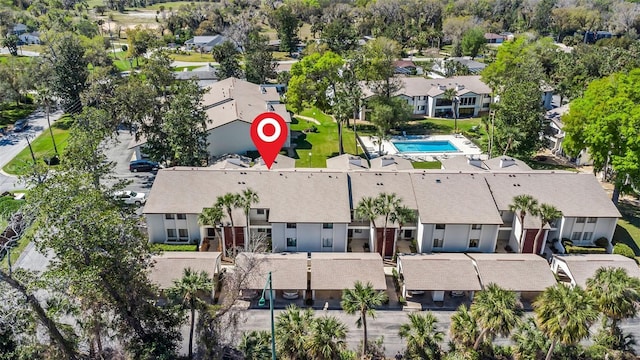 drone / aerial view with a residential view