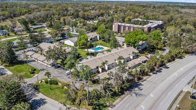 aerial view with a wooded view