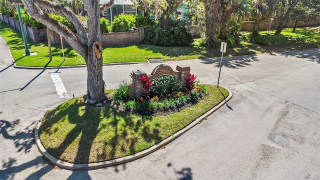 view of community featuring a lawn