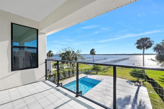 balcony with a water view