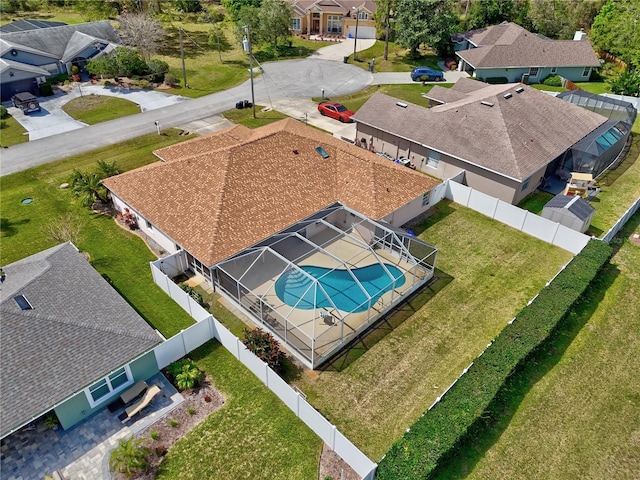 aerial view with a residential view