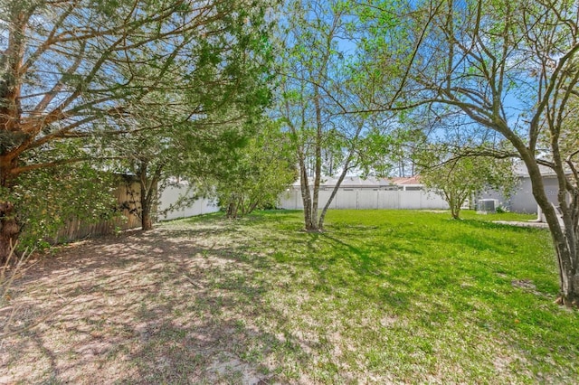 view of yard with a fenced backyard