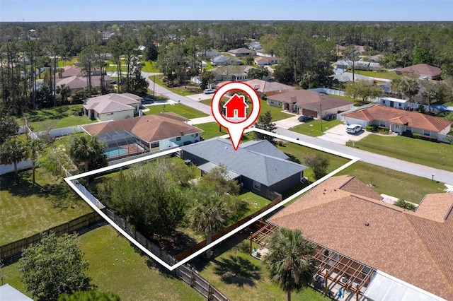 aerial view featuring a residential view