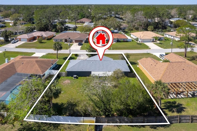 bird's eye view featuring a residential view