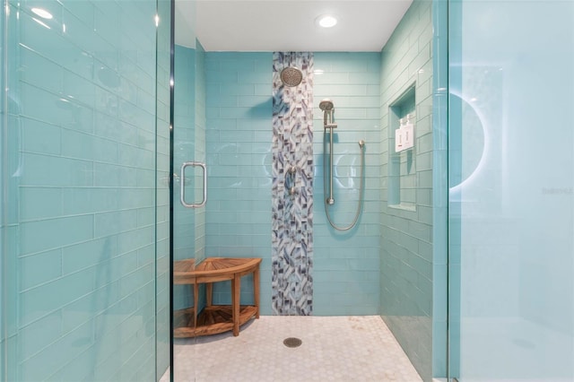 full bathroom with a shower stall