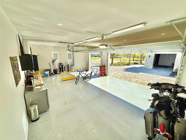 garage with a garage door opener