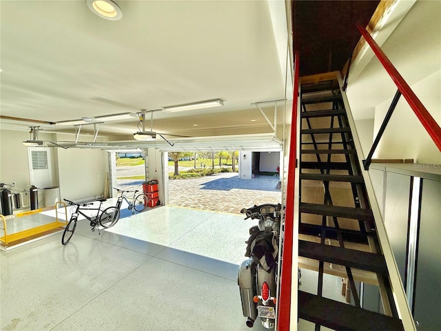 interior space with a garage door opener