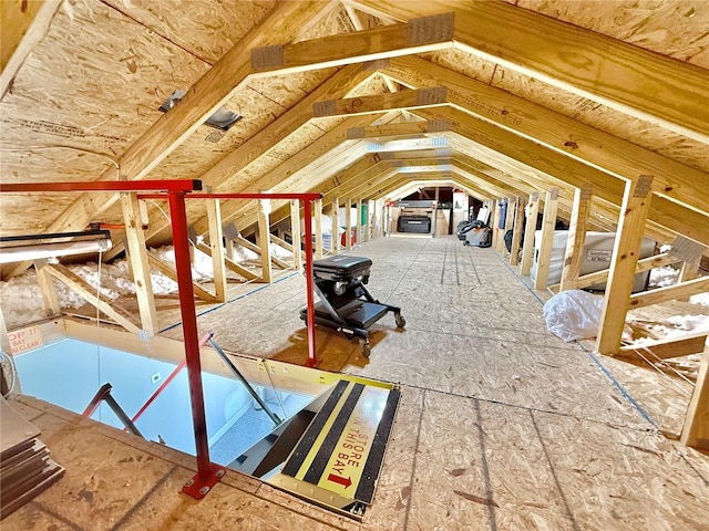 view of unfinished attic