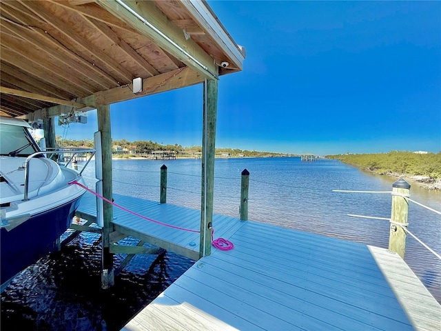 dock area featuring a water view