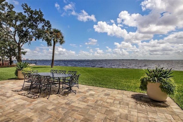 2970 Saint Johns Ave Unit 3F, Jacksonville, FL 32205 - view of patio / terrace with outdoor dining area and a water view