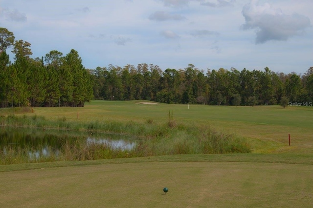 view of home's community featuring a lawn and a water view