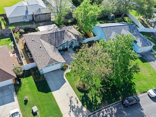 aerial view with a residential view