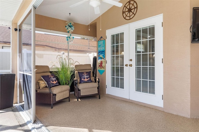 view of patio / terrace featuring french doors and ceiling fan