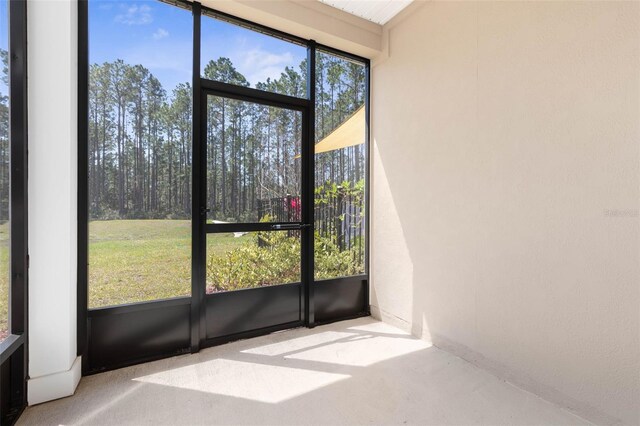 view of unfurnished sunroom