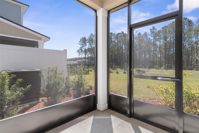 view of unfurnished sunroom