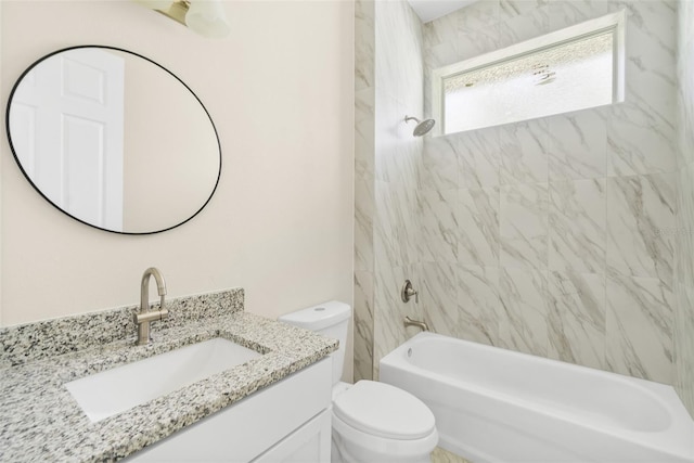 full bathroom with shower / bathtub combination, toilet, and vanity