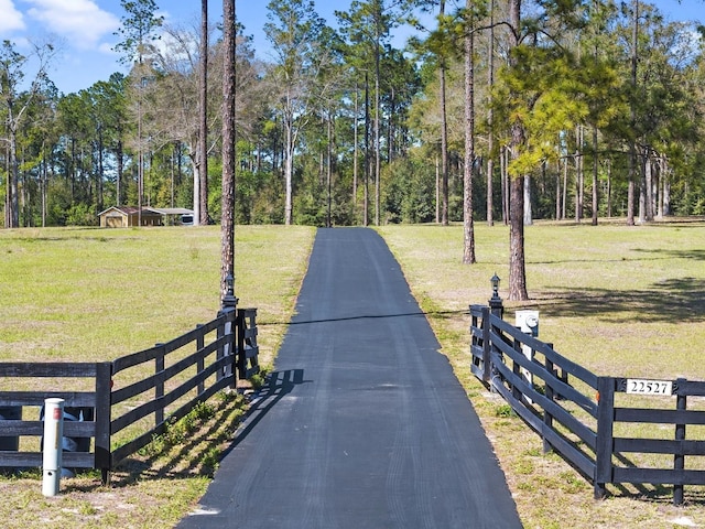 view of road featuring aphalt driveway