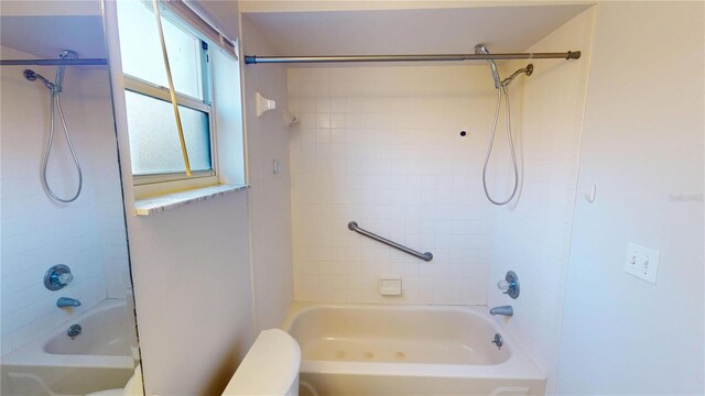 full bath featuring toilet and shower / bathtub combination