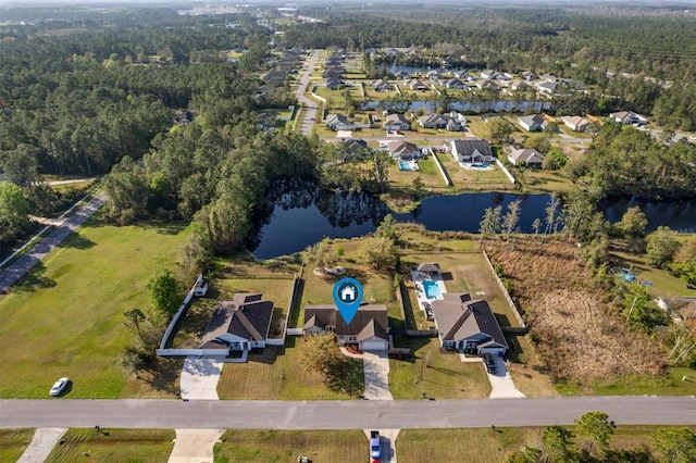 309 Crystal Lake Dr, Saint Augustine, FL 32084 - aerial view with a wooded view, a water view, and a residential view