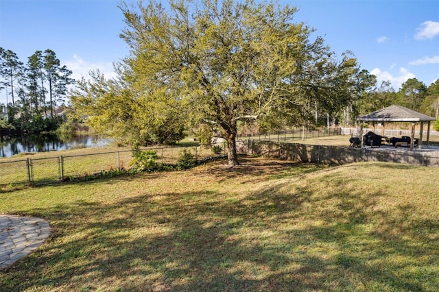 309 Crystal Lake Dr, Saint Augustine, FL 32084 - view of yard with a gazebo, a water view, and fence
