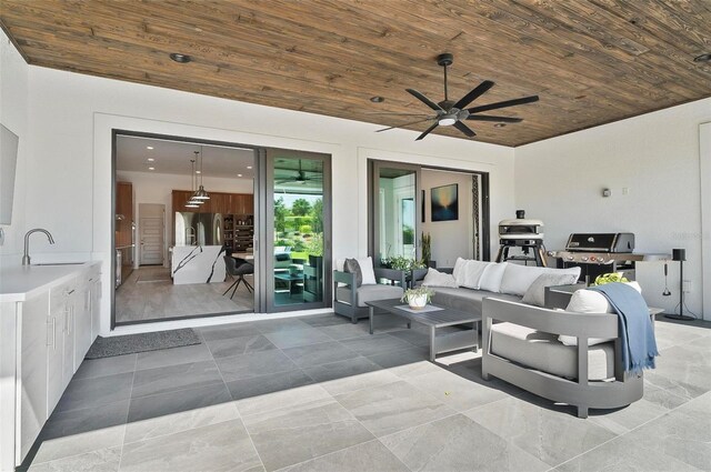 96 Del Palma Dr, Palm Coast, FL 32137 - view of patio / terrace with a sink, area for grilling, outdoor lounge area, and ceiling fan