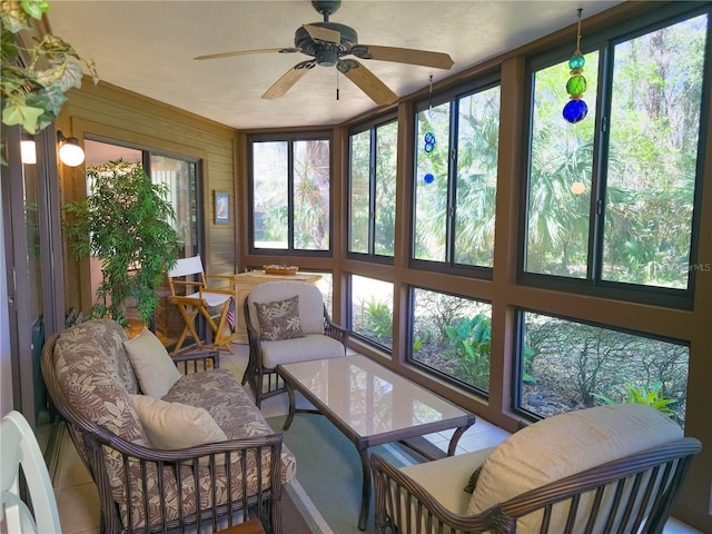 41 Oxford Ln Unit 41, Palm Coast, FL 32137 - sunroom featuring ceiling fan