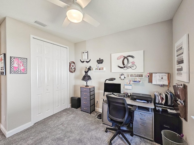 68 Los Lagos Blvd, Palm Coast, FL 32137 - home office with carpet, ceiling fan, and baseboards