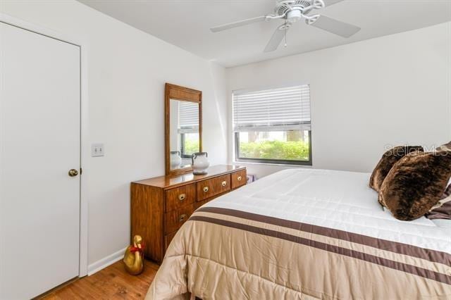 31 Catalonia Court E, Saint Augustine, FL 32086 - bedroom with a ceiling fan and wood finished floors