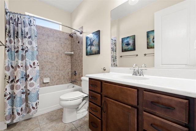 1316 Harwick Ln, Ormond Beach, FL 32174 - bathroom with vanity, shower / tub combo, tile patterned flooring, and toilet