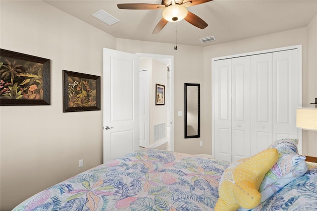 1316 Harwick Ln, Ormond Beach, FL 32174 - bedroom featuring a closet, a ceiling fan, and baseboards