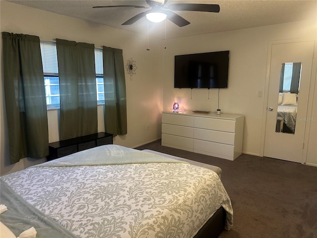 787 Alhambra Ave, Saint Augustine, FL 32086 - bedroom with a ceiling fan, carpet flooring, and a textured ceiling