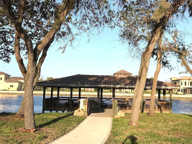 45 Riverview Bnd S Unit 1937, Palm Coast, FL 32137 - dock area featuring a gazebo, a water view, and a yard