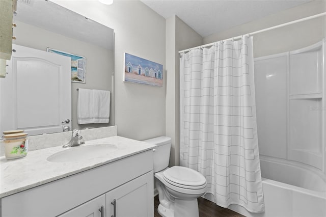 324 Palace Dr, Saint Augustine, FL 32084 - full bath featuring vanity, shower / bathtub combination with curtain, and wood finished floors