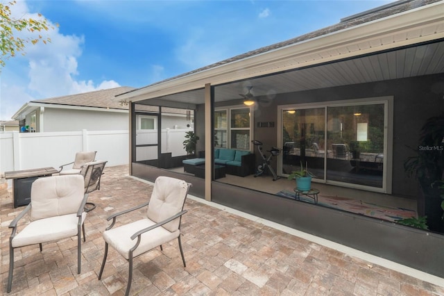 324 Palace Dr, Saint Augustine, FL 32084 - view of patio featuring outdoor lounge area and a ceiling fan