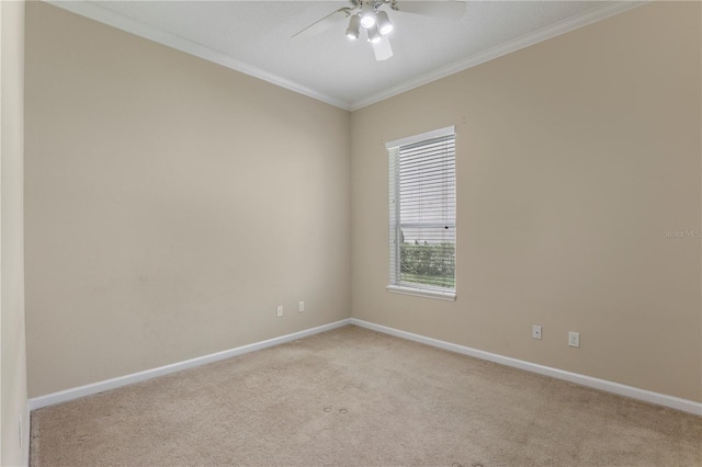 4484 Gray Hawk St, Orange Park, FL 32065 - spare room with a ceiling fan, light carpet, crown molding, and baseboards