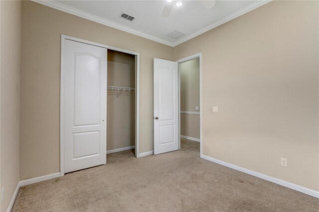 4484 Gray Hawk St, Orange Park, FL 32065 - unfurnished bedroom featuring baseboards, carpet floors, visible vents, and crown molding