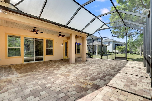 4484 Gray Hawk St, Orange Park, FL 32065 - view of patio / terrace featuring glass enclosure and ceiling fan