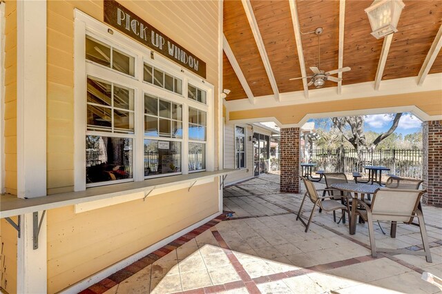 4484 Gray Hawk St, Orange Park, FL 32065 - view of patio / terrace with fence, outdoor dining area, and ceiling fan