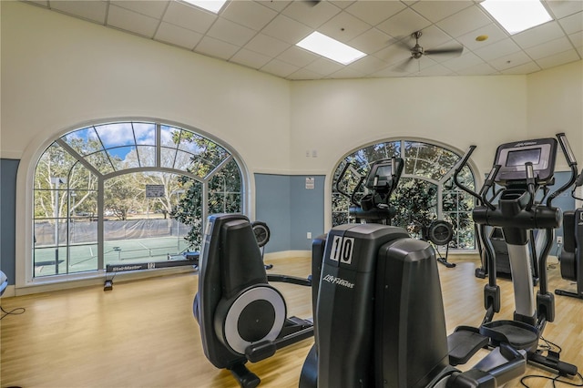 4484 Gray Hawk St, Orange Park, FL 32065 - workout area featuring a high ceiling, wood finished floors, and a drop ceiling
