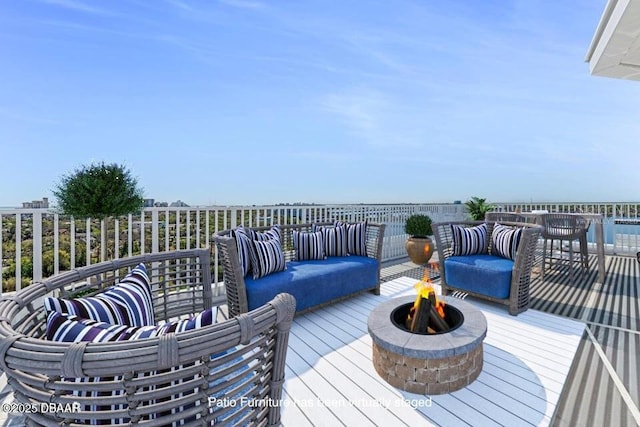 925 N Halifax Ave Unit 1105, Daytona Beach, FL 32118 - wooden terrace featuring an outdoor living space with a fire pit