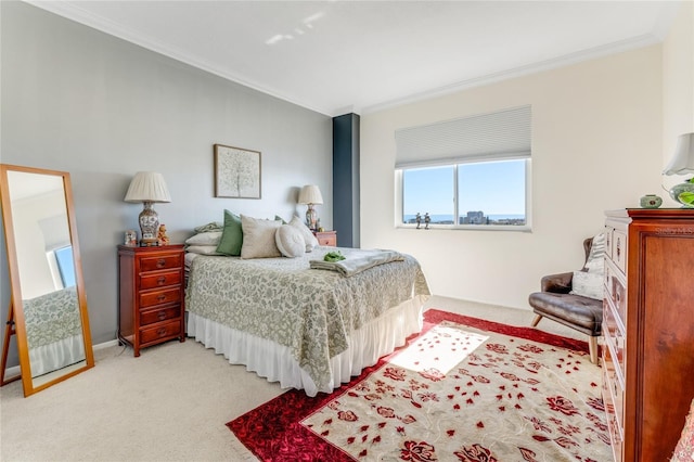 925 N Halifax Ave Unit 1105, Daytona Beach, FL 32118 - bedroom featuring light colored carpet, baseboards, and crown molding